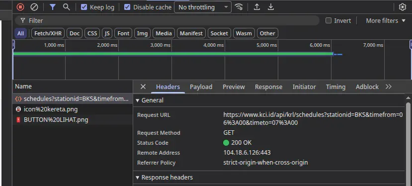 Network request screenshot